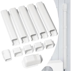 GUEQUITLEX 3" W 7.5 Ft Mini Split Line Set Cover Kit Air Conditioner Decorative PVC Line Cover Kit for Central Air Conditioner Mini Split AC Cover for Outside Heat Pumps Tubing Cover