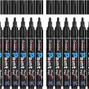 Overseas Black Paint Pens Paint Markers - Permanent Acrylic Markers 12 Pack, Water-Based, Quick Dry, Waterproof Marker Pen for Rock, Wood, Plastic, Metal, Canvas, Glass, Fabric, Mugs. Medium Tip