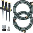 Melnor 65191AMZ Adjustable Spike Set Sprinkler Bundle, Green, Yellow