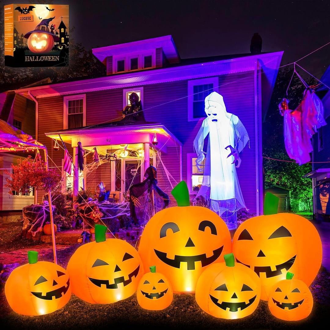 Outdoor Halloween Decorations 7.5 Ft Halloween Inflatables Pumpkins with Built-in LED Lights,Blower,Ground Stakes,Fall Garden Lawn Large Inflatable Halloween Party Yard Decorations Outdoor Halloween Decorations 7.5 Ft Halloween Inflatables Pumpkins with Built-in LED Lights,Blower,Ground Stakes,Fall Garden Lawn Large Inflatable Halloween Party Yard Decorations