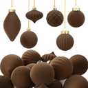 Amazon.com: Syhood 18 Pcs Brown Velvet Christmas Ball Ornaments Bulk 2.36 Inch Shatterproof Flocked Hanging Ornaments Christmas Tree Ball Decor for Xmas Holiday Rustic Farmhouse Mantel Wedding Home Decoration : Home & Kitchen