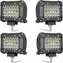 LED Pods,MUVKQC 4PCS 4Inch Light Bars 72W 12000LM Square LED Work Lights Spot Light pod for Trucks Off Road Car ATV UTV SUV Golf Cart Forklift