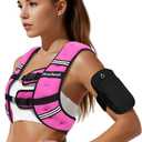 Weighted Vest for Woman Man 25lb Weighted Vest for Walking, Strength Training Weight Vest with Adjustable Buckle Detachable Phone Pouch for Running Workout, Pink, 25 lb