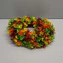Fall Decor - 16 Inch Autumn Artificial Wreath - Fall Decorations for Thanksgiving, Halloween, Farmhouse, Harvest Home, Outdoor, Indoor, Window, Wall (Green,orange,red,yellow)