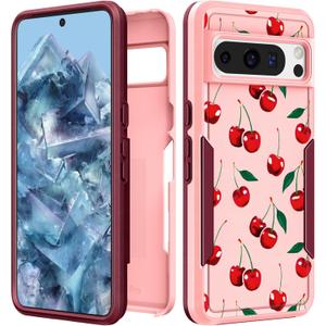 for Google Pixel 8 Pro Case Women - Cute Girls Cover Girly Kawaii Aesthetic Unique Design Cheery Heavy Duty Protective Shockproof Military Grade Teens for Google Pixel 8 Pro Phone Cases