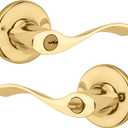 Kwikset Balboa Entry Door Handle with Lock and Key, Secure Keyed Reversible Lever Exterior, for Front Entrance and Bedrooms, Polished Brass, Pick Resistant Smartkey Rekey Security