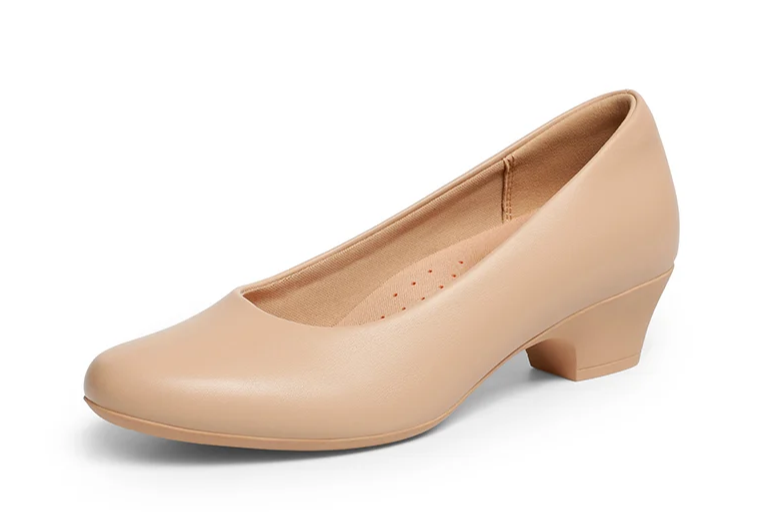 DREAM PAIRS [Stand All Day Pumps] Counsel Round-Toe Low Block Heel Pumps, Size 6.5, Nude