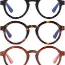 Reading Glasses for Women Men, Round Computer Readers Cute Fashion 3 Pack Blue Light Blocking PC Recycled LHJ210