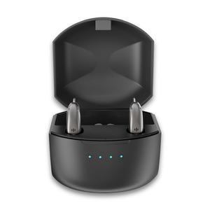 Rechargeable Hearing Aids for Seniors - BTE Digital Hearing Amplifiers w/Intelligent Noise Cancelling, Four Modes, Behind Ear Hearing Aid Pair App Control and Charging Case, Grey