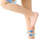 KEKING® Thigh High Compression Stockings Footless, Unisex, 20-30mmHg Leg Support Compression Sleeves with Anti-Slip Silicone Band, Opaque, Treatment Swelling, Varicose Veins, Edema, DVT, Beige Large