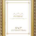 puthiac 5x7 Gold Picture Frame  Ornate Vintage Baroque Photo Frame with Shatterproof Acrylic, Wall & Tabletop, Vertical/Horizontal, Antique Gold Gallery Decor