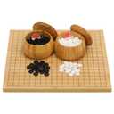 VPH Bamboo Go Game Set - 19x19 Reversible Board (0.8'' Thick) + New Yunzi Stones Single-Convex & 2 Bamboo Containers