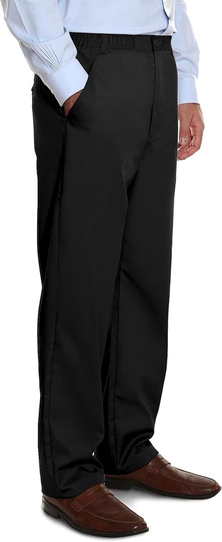 Pembrook Mens Elastic Waist Pants for Seniors with Zipper and Button - Black Mens Elastic Waist Jeans | Loose Fit Pull On Jeans for Men (Black, L)