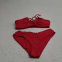 Meetall Red High Cut Leg Rise Cute Cheeky Bikini Set Swimsuits for Women Sexy String Bathing Suits Two Piece Size S