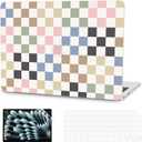 G JGOO Compatible with MacBook Air 13 inch Case 2026 2025 2024 2023 2022 M4 A3240 M3 A3113 M2 A2681, Hard Shell for MacBook Air 13.6 inch Case + Keyboard Cover + Screen Protector, Colorful Checkered