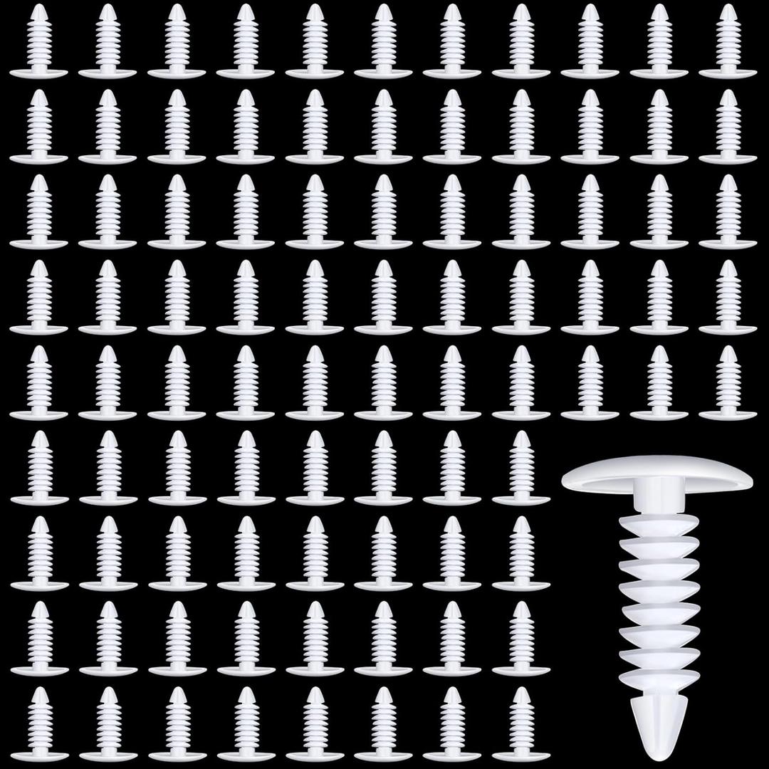 Taiyin 200 Pack 1" Vapor Barrier Christmas Tree Clips Plastic Bumper Clips Nylon Rivet Clip White Furniture Assembly Shelves Retainer for Crawlspace Barrier Poly Liners, Covers, Encapsulations (White)