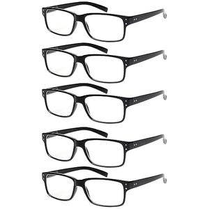 NORPERWIS Reading Glasses 5 Pairs Quality Readers Spring Hinge Glasses for Reading for Men and Women (5BLACK, 6.00)