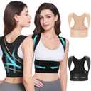 Fit Geno Invisilite Posture Corrector for Women, Adjustable Back Brace for Hunchback Slouching, Upper Back Neck Shoulder Pain Relief, Lightweight Discreet Under Clothes, Large (Black)