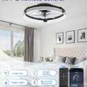 ZMISHIBO Low Profile Ceiling Fans with Lights and Remote, 20 Inch Flush Mount Ceiling Fan with Light, 3000K-6000K Dimmable Fandelier LED Fan Light, 6 Wind Speeds Black Ceiling Fans for Bedroom