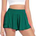 Athletic Running Shorts for Women High Waisted Flowy Shorts Butterfly Summer Gym Workout Golf Active Tennis Skorts(Forest Green, X-Small)