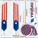 4Pcs Graduation Flag Stole Sash Class of 2026 with Grad Cap Tassel Scroll Honor Cord - Style 2
