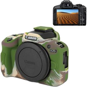 Pocoukate Case for Canon EOS R100 Camera, Soft Silicone Protective Cover Skin with EOS R100 Screen Protector Accessories for EOS R100 Mirrorless Camera Silicone Case - Camouflage