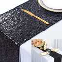 ShiDianYi 12X72-Inch Black Sequin Table Runner Glitter Table Runner for Parties Sparkly Table Cover for Wedding Reception Table Linens for Dining Holiday Event Table Decor
