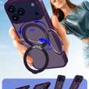 for iPhone 17 Pro Max Case Ultra-Magnetic 360° Spin Stand [Military Drop Protection] [Compatible with MagSafe] Shockproof Translucent Matte Slim Ring for iPhone 17 Pro Max Phone Case, Purple