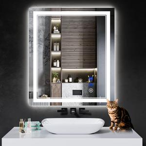36"x28" LED Bathroom Mirror with Anti-Fog, Stepless Dimmable Lights, 3 Color Modes, Shatter-Proof Tempered Glass,Waterproof Design