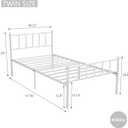 Metal Platform Twin Bed Frame with Headboard Sturdy Steel Slats Support No Box Spring Needed Easy Assembly White