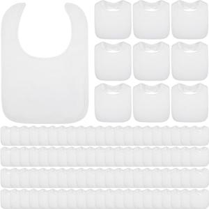 Toulite 10 Pcs White Bibs for Baby Washable Reusable Waterproof Cotton Feeder Bibs with Double Sided Design for Baby Shower Activity and Gifts