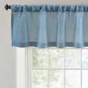 DriftAway Linen Textured Curtain Valances for Windows Light Filtering 3 Inch Rod Pocket Farmhouse Country Rustic Kitchen Valances for Bedroom Living Room Bathroom 14 inch Length Blue