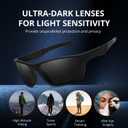 IGnaef Polarized Dark Black Sunglasses for Men Women Sport Wrap Around Style Lightweight UV Protection IF1082