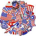 42 Pieces Independence Day Iron-On Patches 4th of July Patriotic Embroidered Applique Patches Iron on Patch American Flag Sew on Patches for Clothing Bags, Jackets, Jeans, Hats, Clothes DIY Decoration