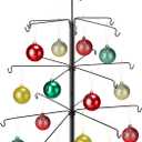 Wire Tree Christmas Metal Ornament Tree Black Wrought Iron Ornaments Display Stand Features Hooks Easy Assembly for Xmas Small Craft Items Hanging Decor