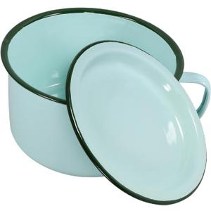 Cabilock Retro Enameled Ramen Bowl with Lid Capacity Soup Bowl for Noodles Salad and Snacks Lightweight Food Serving Dish for Home and Dorm Use