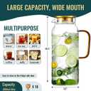 2 Pack 2 Liter/68 oz Glass Pitcher with Lid, Water Pitchers with Handle for Fridge, Large Jug for Iced Tea, Coffee, Borosilicate Glass Carafe for Hot/Cold Brew Drink and Homemade Beverage, Gold
