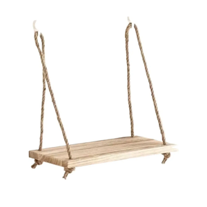 Wooden Floating Shelves for Wall Plant Flower Wood Swing Hanging Rope Storage Home Living Room Decor 1/2/3-tier(1-tier)