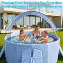 Foldable Pool with Canopy,Large Portable Pool for Adult, 85×50×22 in | Thickened Collapsible Folding Pool,20 Seconds Installation&Titanium Silver Canopy,Feels-Like Temp 50°F – 64.4°F,Blue