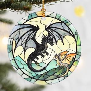 Christmas Ornaments, Dodosky 2.8in Ceramic Dragon Ornament, Xmas Decor, Christmas Tree Ornaments, Xmas Decorations for Tree, Holiday Ornament, Gifts for Dragon Lovers, Gifts for Women, Men