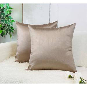 Aiking Home Collection 26x26 Inches Faux Silk Square European Shams, Zipper Closure, Sand (Set of 2)