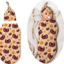 Turkey Pumpkin Swaddle Blankets Soft Receiving Blanket Baby Swaddle Wrap for Baby Girls Boys