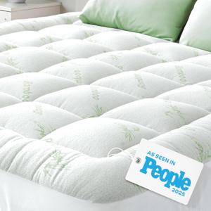 Niagara Ultra Soft Queen Size Mattress Topper - Viscose Made from Bamboo Pillow Top Mattress Pad for Full Back Support - Naturally Cooling for Hot Sleepers, Green