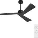 WINGBO 52" DC Ceiling Fan without Lights, Matte Black Ceiling Fan with Remote, 3 ABS Plastic Blades, 6 Speed Reversible DC Motor, Ceiling Fans No Light for Kitchen Bedroom Living Room