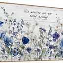 Tucai Decor Blue Floral Canvas Wall Art with Inspirational Quote, Farmhouse Style Living Room Bedroom Kitchen Wall Decor Large Format Framed Print Artwork Home Decoration, 48"L x 24"W