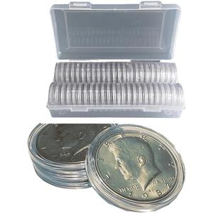 40mm (50pcs) Silver Dollar Coin Box, Silver Eagle Coin Capsule for Collectors, with Clear Plastic Storage Coin Collector's Supplies Organization Box
