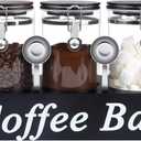 WYTAOHZL 3PCS Glass Coffee Containers with Shelf 54 oz Coffee Station Organizer Glass Bean Storage with Spoon Canister Set Jars with Airtight Locking Clamp for Bean Sugar Nuts