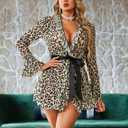 Avidlove Mesh Lingerie Robe Sets Long Sleeve Kimono Nighty With Thong | Sexy, Long Sleeve, Soft, Sheer Mesh, Robe with Thong, Ruffle Bell Sleeves (XXL)