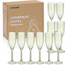 XUWAIDSGN 10 Pcs Reusable Champagne Flutes Plastic Wine Glasses Bulk Vintage Champagne Flutes Mimosa Bar Glasses Stemmed Drinking Cups 5.4OZ for Christmas Birthday Wedding Bride
