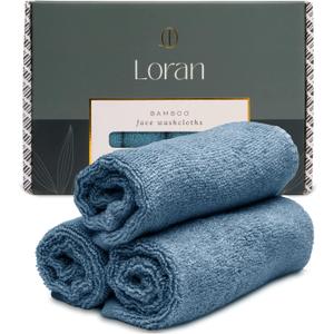 Tidal Blue Facial Washcloths Set of 6 Soft Cloths 10 x 10 100% Viscose Derived from Bamboo Spa-Like Feel Silky Face Cloth for Skin Cleansing